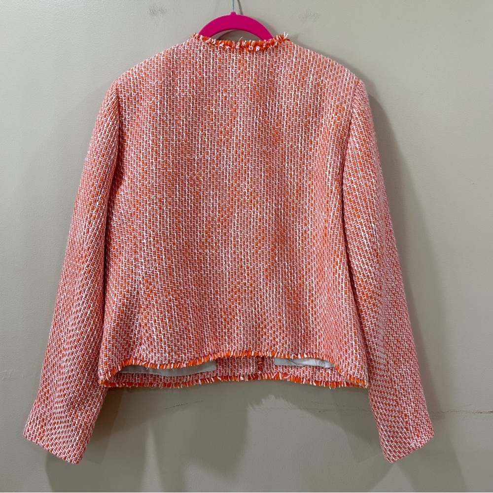 Loft Jacket Women M Orange Tweed Cropped BLAZER Workwear Career 762669 - Picture 3 of 8